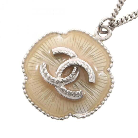 CHANEL Silver Logo Necklace